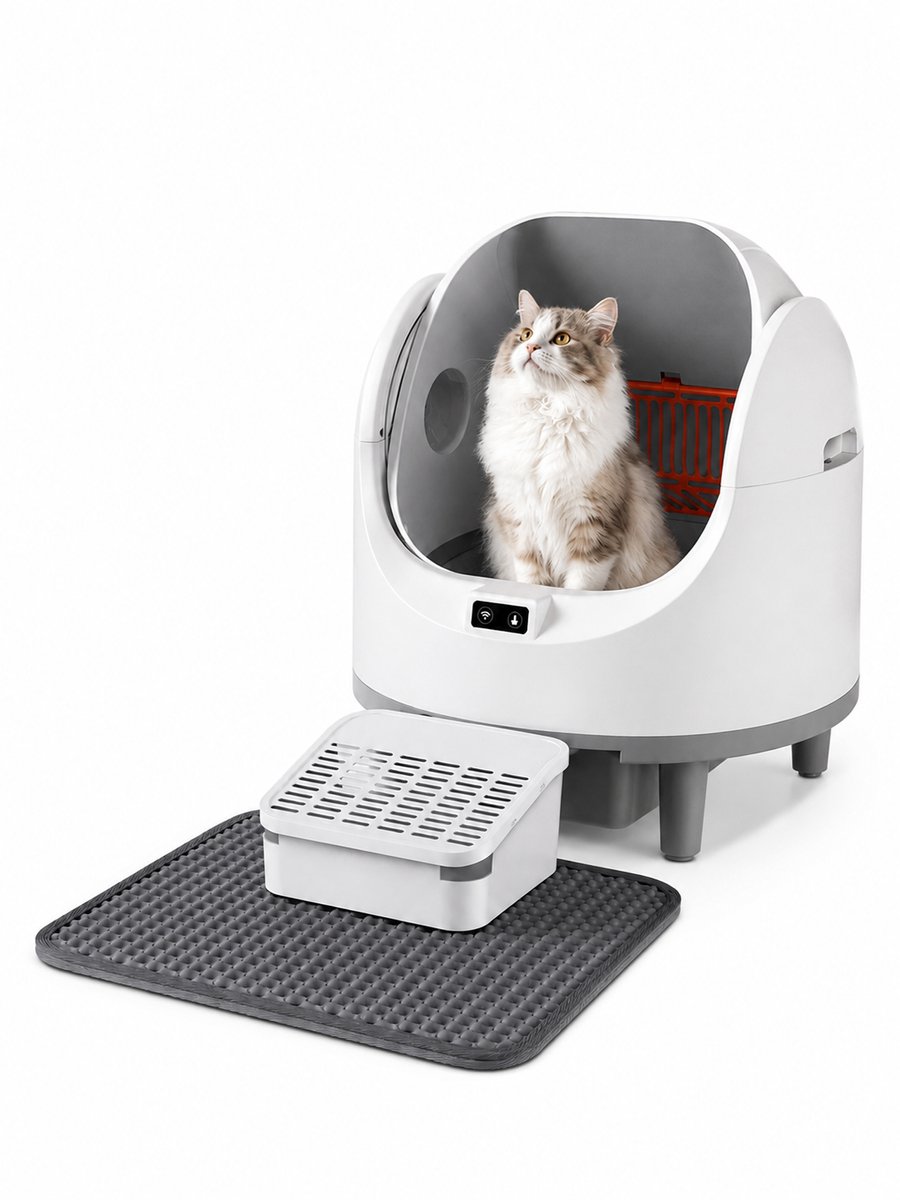Lifero Automatische Kattenbak - Geurloze Katten Toilet - Zelfreinigende Bak Katten - Kattenbakken - 360gr Detectie - App bediening