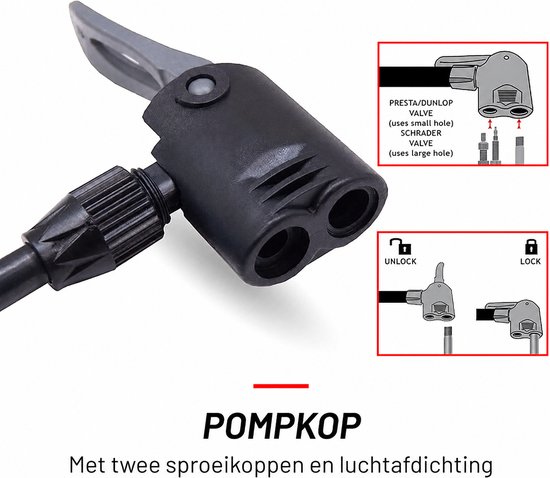 Fietspomp met Manometer 12 Bar – Vloerpomp , Schrader & Frans Ventiel – Inclusief Ballen- en Opblaasadaptoren – Geschikt voor Fiets, Auto & Scooterbanden — afbeelding 5