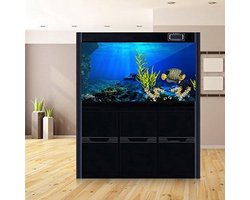 Oceaan Thema Visnet - Aquarium Achtergrond - 3D Effect - PVC Materiaal - Zelfklevende - Dubbelzijdige - Poster Sticker - Decoratie - Geschikt voor Aquarium - Blauwe Kleur