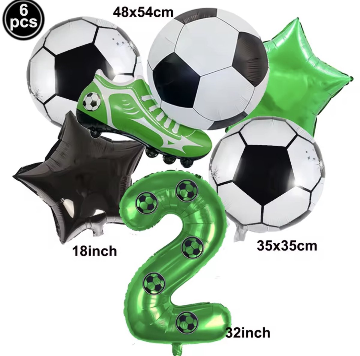 Voetbal Ballonnen Set – Cijfer 2 – Verjaardag Decoratie – Kinderfeest