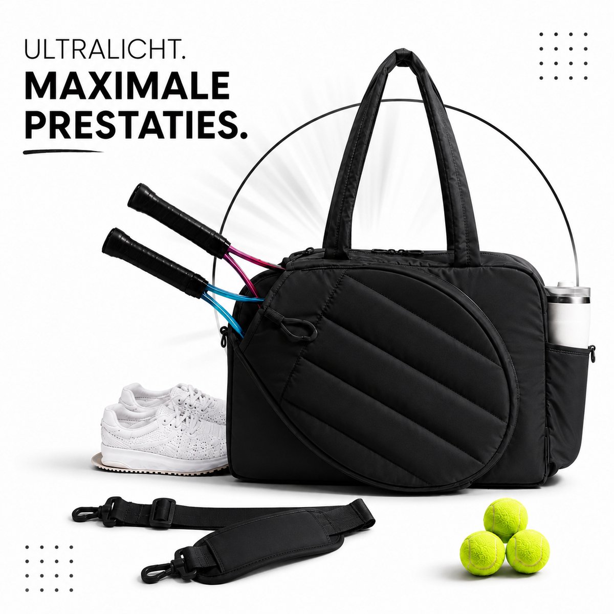 Tennistas - Padeltas - Sporttas - Tenniszak - Tennis rugzak - Zwart