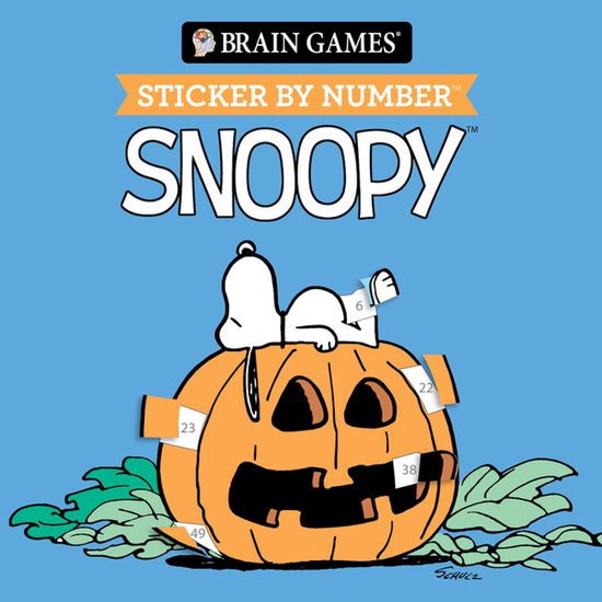 Brain Games Sticker by Number, Snoopy, met een pompoen en Snoopy erop.