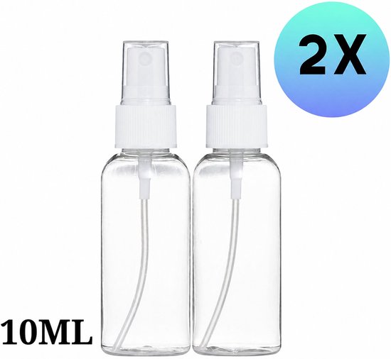Sprayfles | Verstuiver | Reisflesje | Mini Sprayfles | 10ml Verstuiver | Lege Spray Fles | Navulbare Verstuiver | Parfum Verstuiver | Reisfles | Plastic Sprayfles | Spuitfles | Mist Spray | Set 2 Stuks | Transparante Flesjes | | 2X STUKS | 10ml
