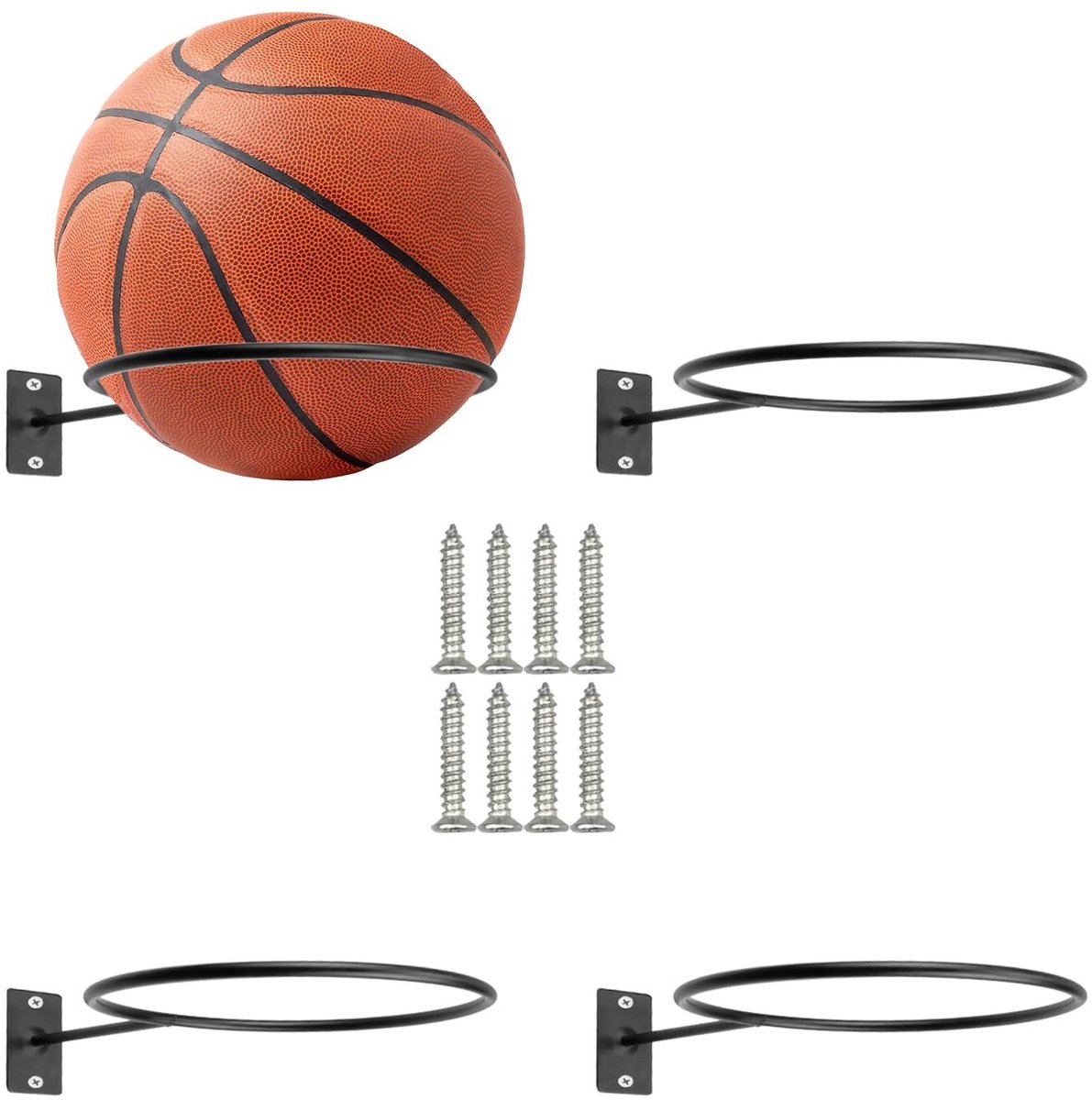 aladdien - Wandhouder voor sportballen - Praktische opslag - Zwart - Display voor voetbal en basketbal - Ruimtebesparend - Geschikt voor uniseks-vol..