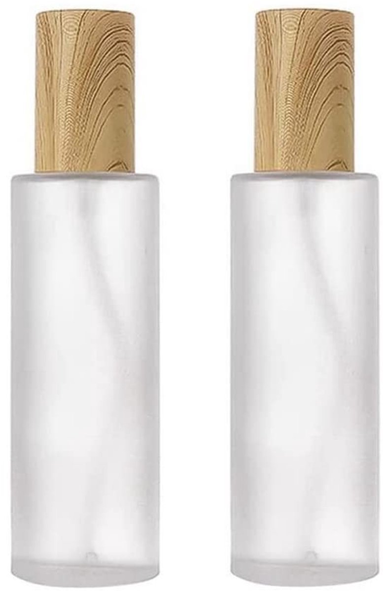 aladdien - Lotion Pomp Flessen - Lege Glazen Dispenser - 2 Stuks - Transparant - Reis Toiletartikelen - Cosmetische Pompflessen - Essentiële Olie
