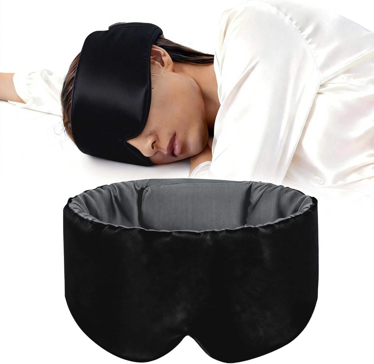 Comfortabel Slaapmasker - Oogmasker - Reizen en Ontspanning - Omkeerbaar Ontwerp - 72 cm Lengte - Zwart Verdikt