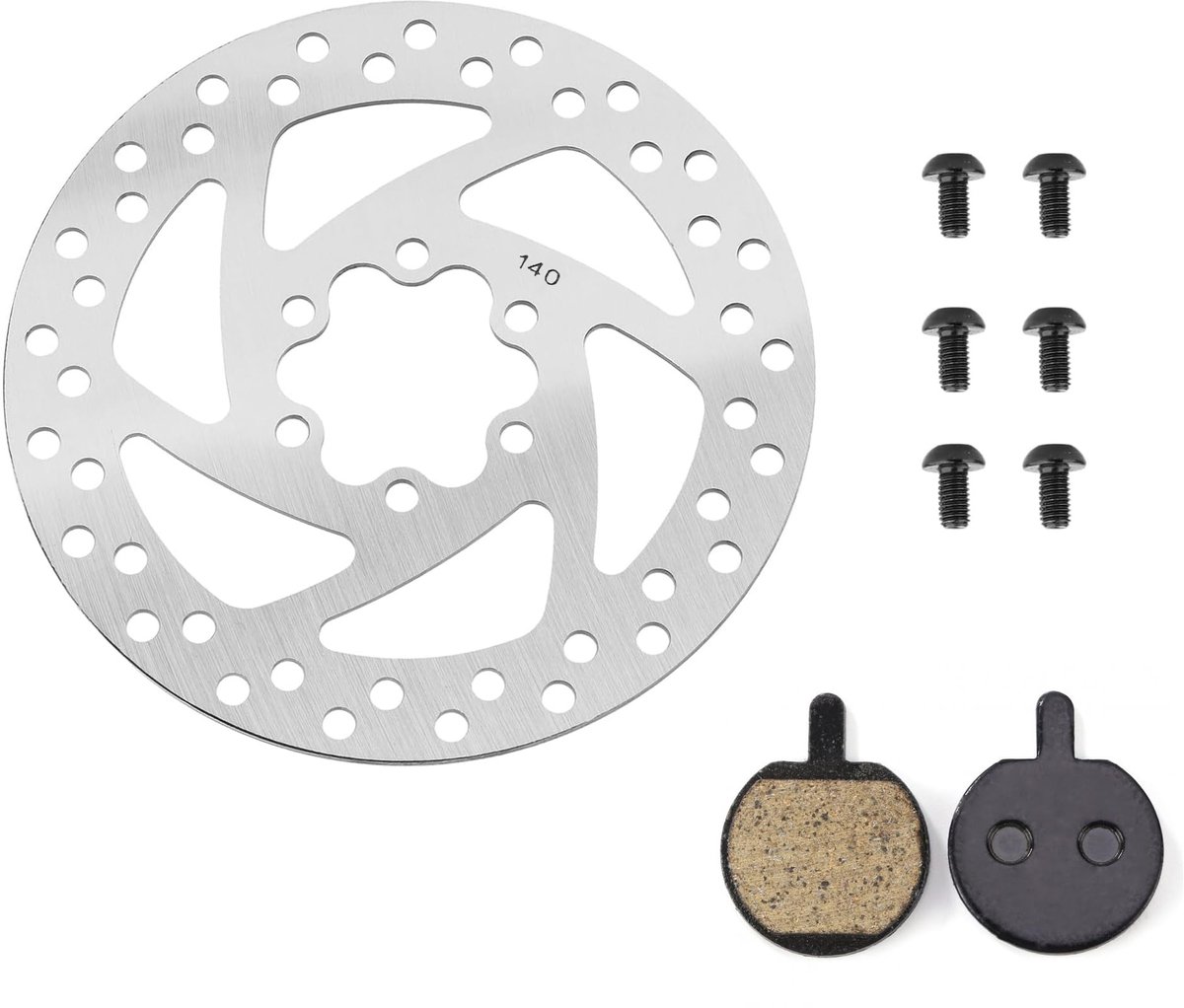 ONF3 - Remschijf 140 mm - Reserveschijf - Duurzaam - Roestvrij staal - Geschikt voor Segway Ninebot F20 F25 F30 F40 - Inclusief remblokken en sc...