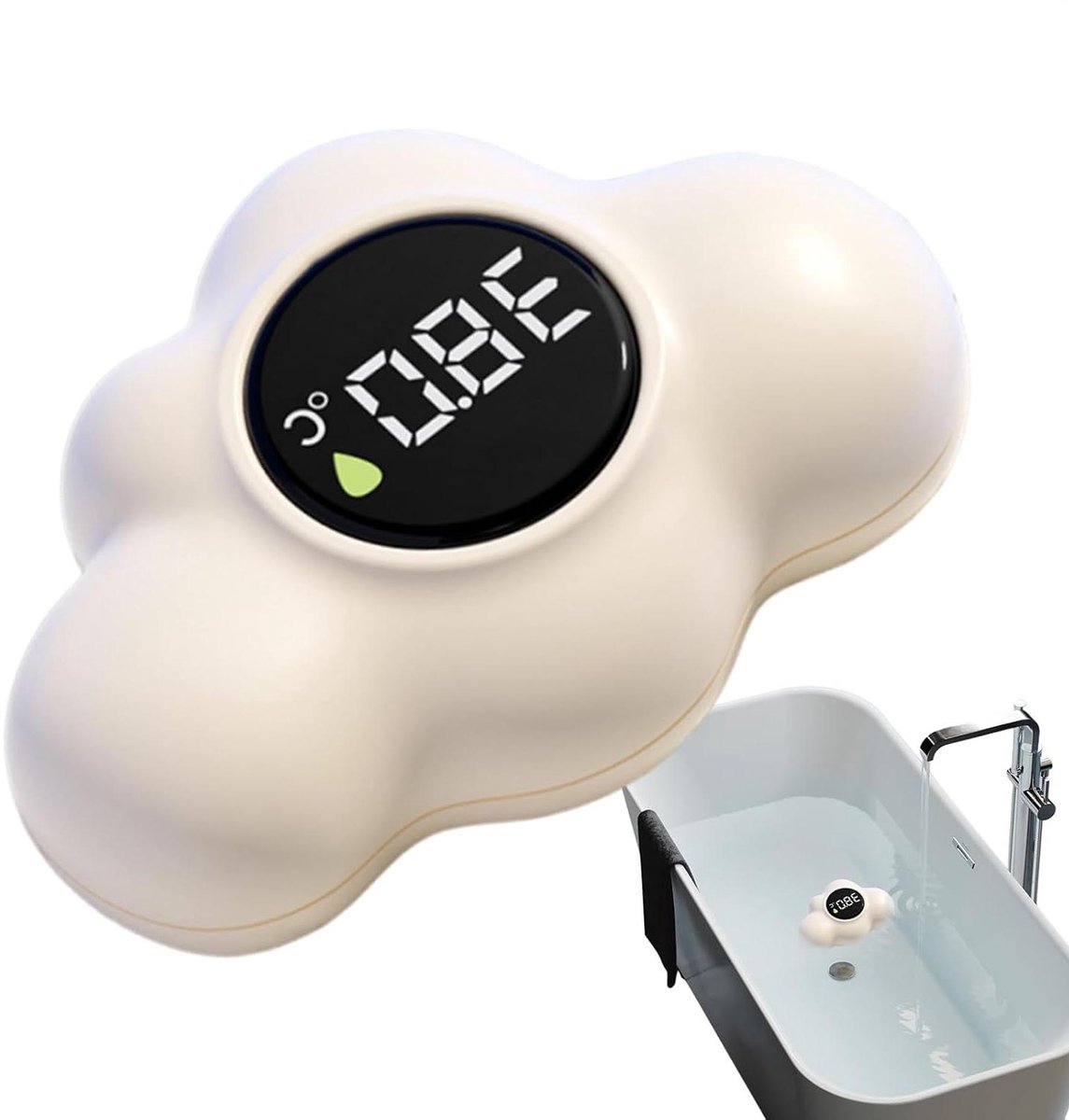 Bad Temperatuurmeter - Babybad Sensor - Veilig Baden - Real-time Weergave - 10.6 Centimeter - Crèmekleurig