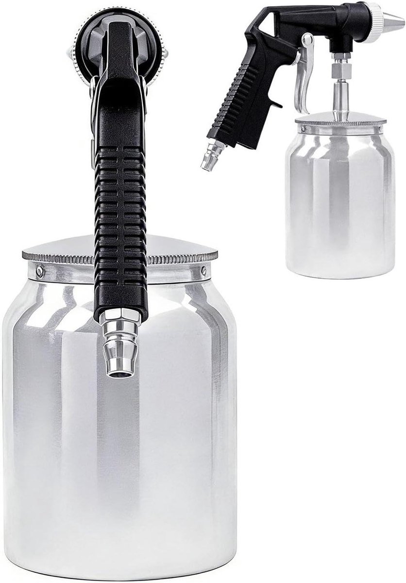 Pneumatisch zandstraalgereedschap - Hogedruk reiniger - Metalen oppervlakken reinigen - Automatische roestverwijdering - Compact design - Zilver