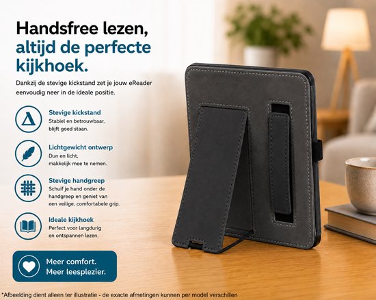 Hoes geschikt voor Kobo Glo / Glo HD / Touch 2.0 - Book Case met Handgreep & Kickstand - Auto/Wake - Zwart — afbeelding 2