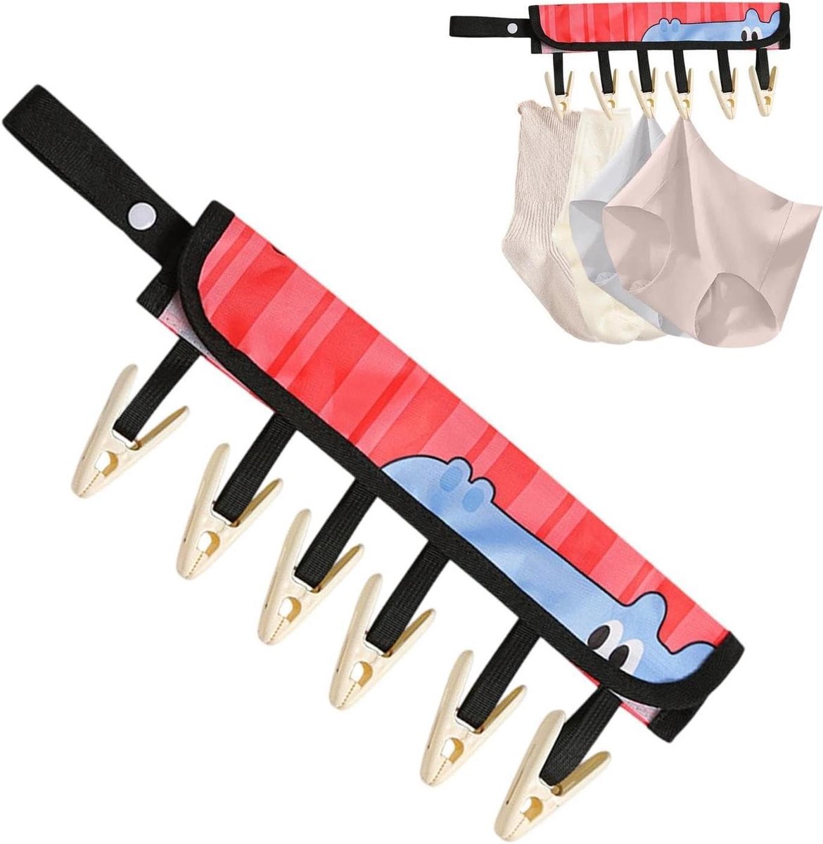 Reis Beugel - Draagbare Hanger - Kleding Drogen - Met 6 Wasknijpers - 38.6 x 19.2 cm - Blauw