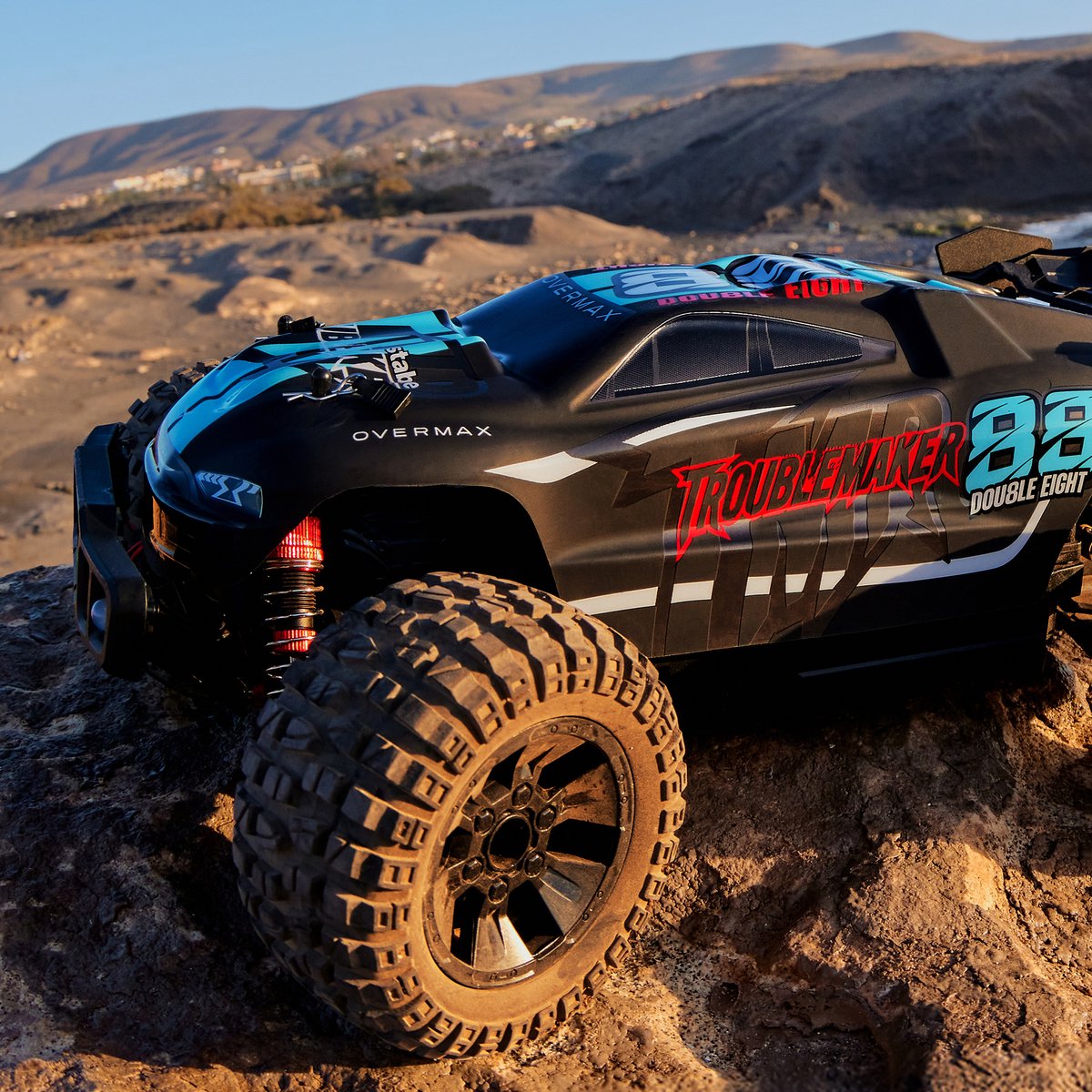 Overmax X-Stable RC auto / RC car – 35 km/h – 4x4 Monster Truck – 1:10 – metalen aandrijving – olie-schokdempers – dubbele LED verlichting – 2 accu’s (tot 40 min rijtijd) – instelbare besturing – actieve rem – offroad terrein model - Bestuurbare Auto — afbeelding 4