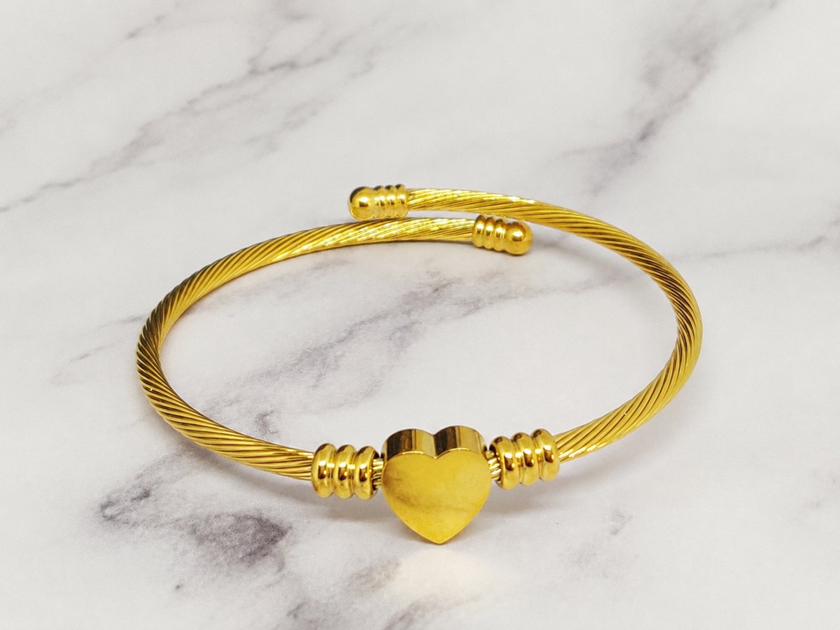 Mei's Muse Love Is All - Armband - 316L RVS - Goud- polsmaat 15,5 t/m 20 cm