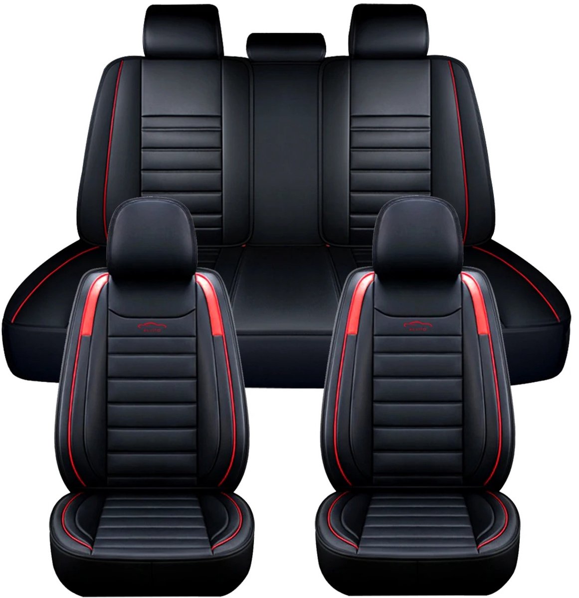 DailyDamaar autostoelhoes - Stoelhoezen - Zetelhoes - Stoelhoes auto - Beschermhoes - 5-zits - Polyester - Spons - Zwart - Rood