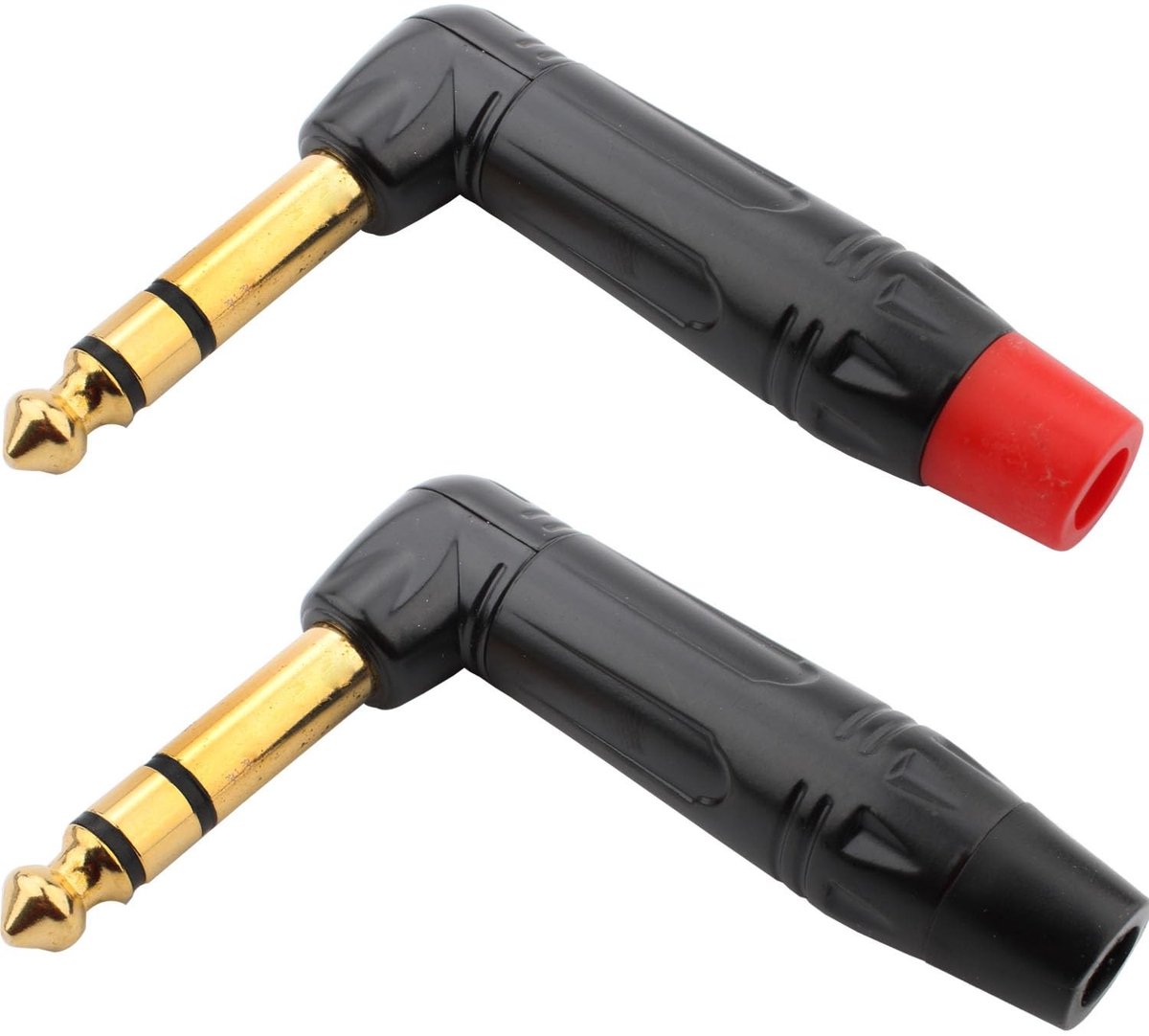 1/4" Audio Plug 90 Graden TRS Male - 2-Pack voor DJ, Gitaren en Microfoons