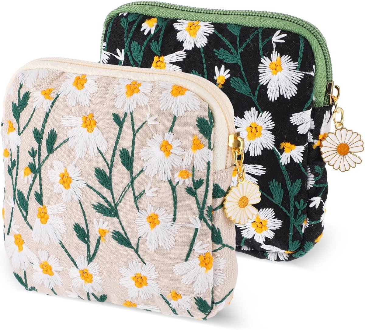 Daisy Opbergzak voor Sanitaire Pads - Zachte Katoenen Menstruatie Tas met Rits voor Tampons en Menstruatiecup, Ideaal voor Vrouwen en Meisjes