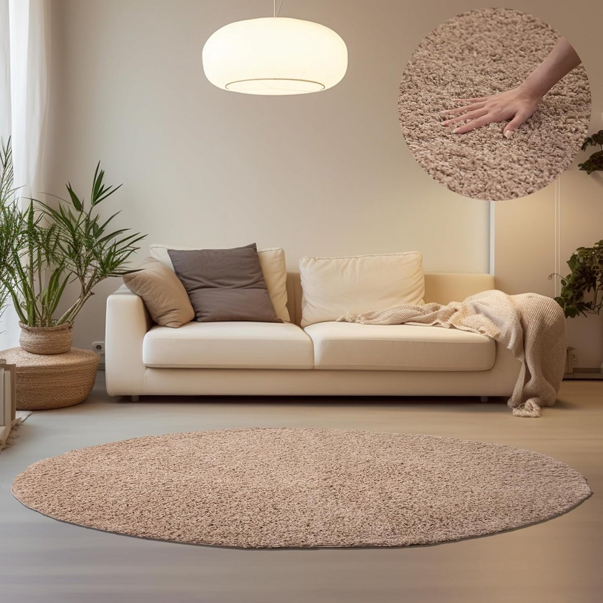 Hoogpolig Shaggy Vloerkleed Beige – 30 mm Pile – Zacht & Fluffy – Geschikt voor Vloerverwa