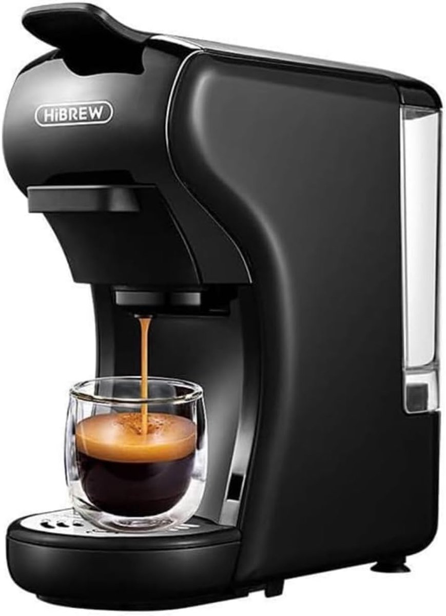 HiBREW H1A - Espressomachine - 4 in 1 - Multifunctioneel voor warm en koud - Kapsulekoffiezetapparaat - Voor Nespresso, Dolce Gusto, ESE & gemalen koffie - Zwart