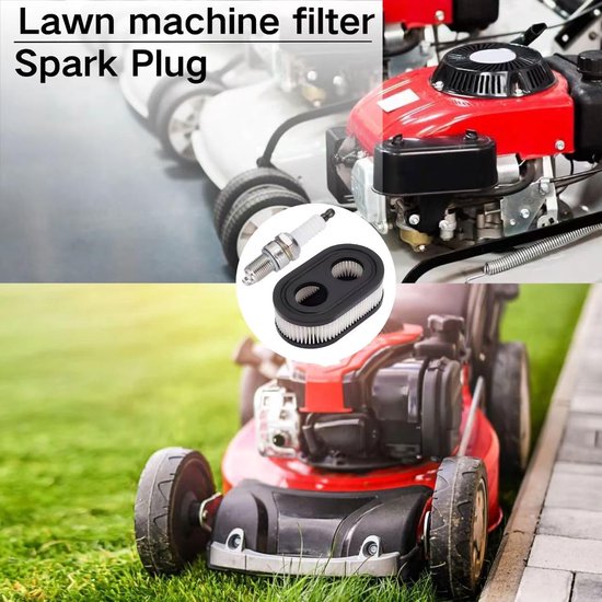 Grasmaaier Luchtfilter - 2 stuks - met 1 Bougie - Luchtfilter voor Grasmaaiers - lucht filter - 11×6.6×3.56cm - Geschikt Voor Briggs & Stratton Motoren 593260 798339 798452 550 09PEX093J02702 — afbeelding 4