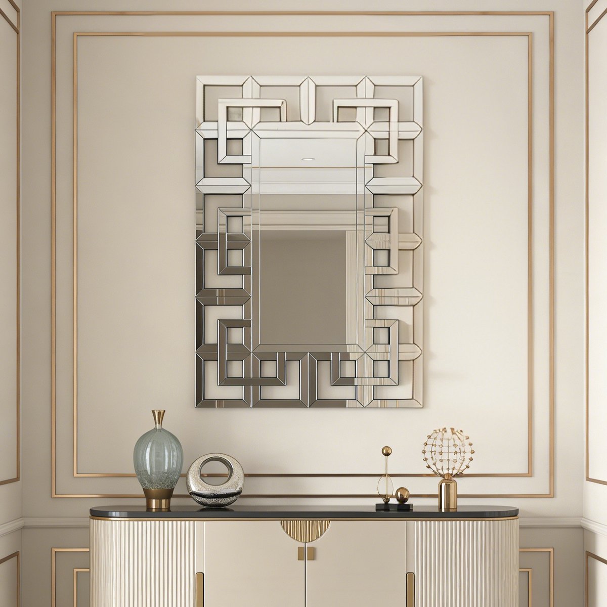 Artloge Wandspiegel Woonkamer - Luxe Spiegel Rechthoekige Zilveren - 100 x 70 cm - Moderne Wanddecoratie voor Woonkamer, Slaapkamer, Hal - Grote Spiegel Woonkamer