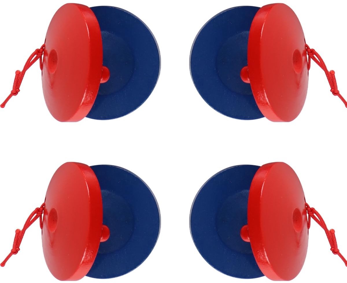 SPHProducts - Houten Castagnetten - Percussie-instrumenten - Mini-formaat - Vingerclackers - Onderwijs - Geschikt voor kinderen - 4 stuks