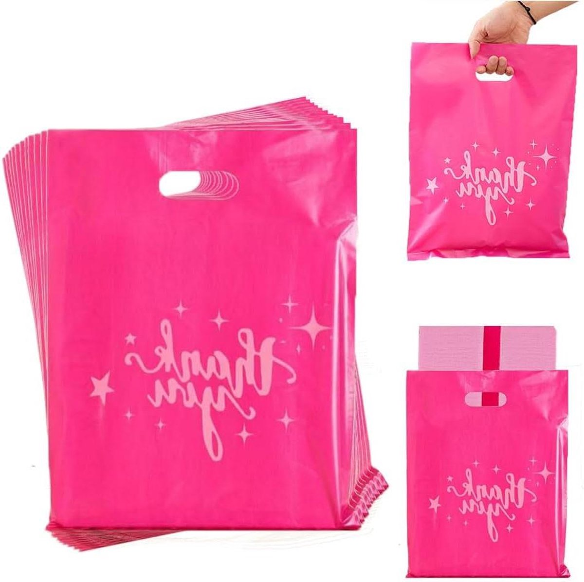 Bedankzakjes - Plastic zakjes - Kleine bedrijven - Waterdicht ontwerp - 100 stuks - Roze