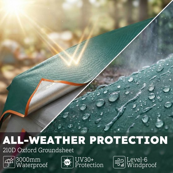 Outsunny Tunneltent-Oxford-stof, glasvezel-350L x 350B x 205H cm-Groen van Outsunny — afbeelding 2
