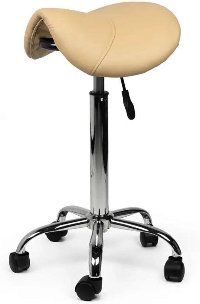 Ergonomische Zadelkruk - Zadelstoel - Comfortabel Zitten - Verstelbare Zithoogte - L - Beige