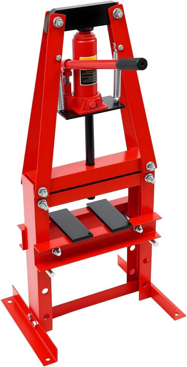 Hydraulische pers - Werkplaatspers frame - Onderdelen persen - In hoogte verstelbaar - 6 ton - Rood