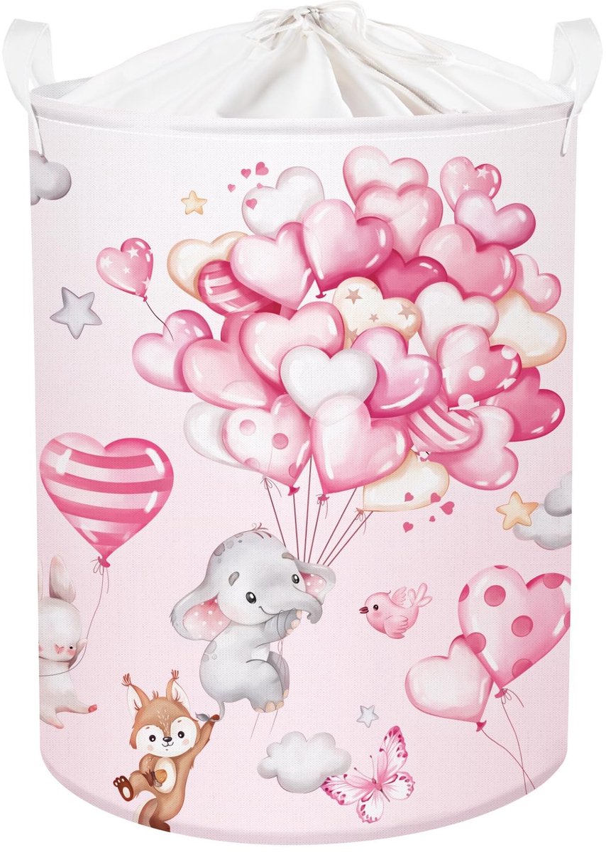 aladdien - Kinderwasmand - Opvouwbaar - Waterdicht - Roze - Opbergmand - Geschikt voor kleding en speelgoed - 36 x 45 cm