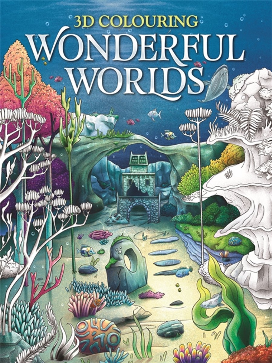 Adult Colouring Book- 3D Colouring, Wonderful Worlds