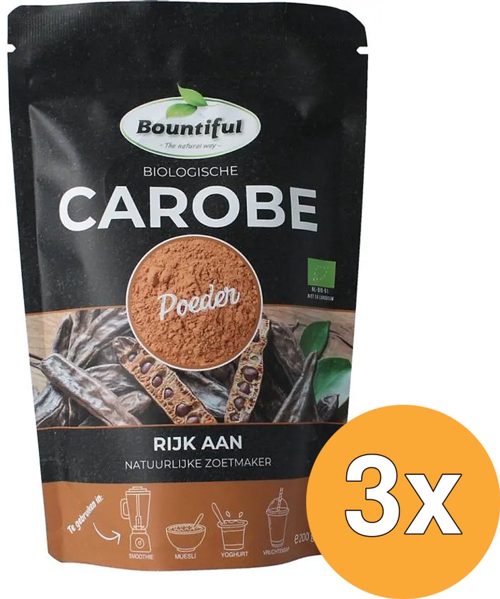 3x Bountiful Carobe Poeder Bio (200 gr)