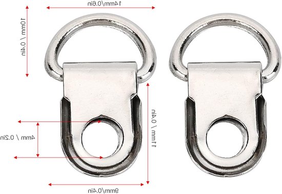 Dailygoods- Schoenveterhaak 100 Sets - D-ring Beugel - Messing - 9x14mm - Basisaccessoires - Eenvoudige installatie - Veterhaak van Dailygoods — afbeelding 2