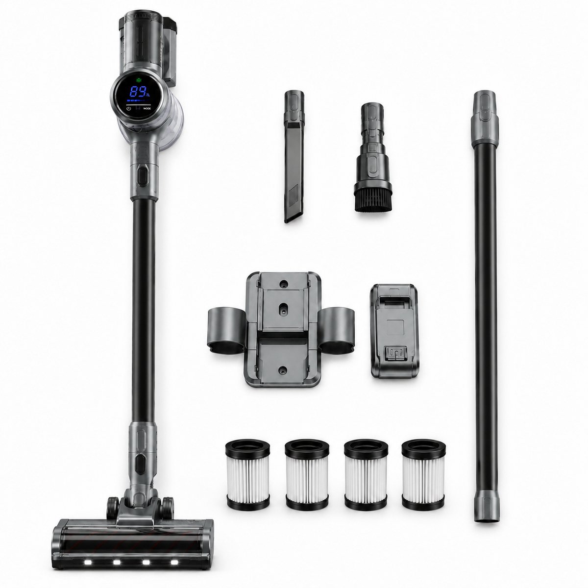 Luxari S1000 PRO - Steelstofzuiger Draadloos - Verwijderbare Accu - 4 Filters - 4 Opzetstukken - Stofzuiger Draadloos - Zonder Zak - Snoerloze Stofzuiger - Kruimeldief - Vacuum Cleaner - Draadloze Stofzuiger - Accu Stofzuiger