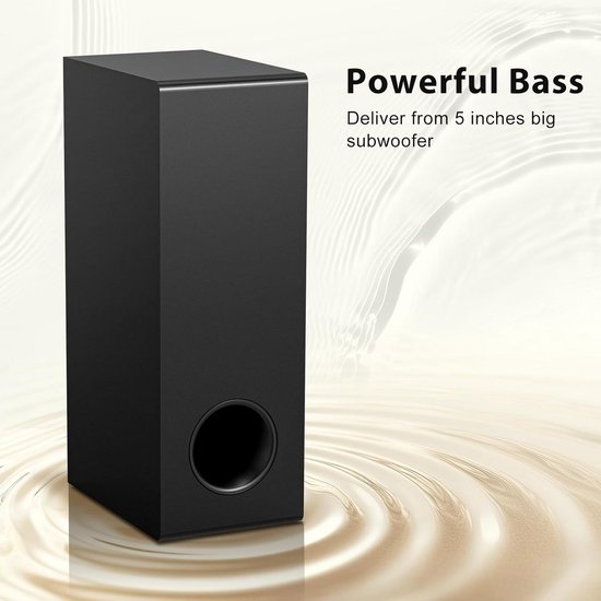 2.1 Soundbar met Bedrade Subwoofers en Kleurrijke Achtergrondverlichting voor TV en Thuisbioscoop — afbeelding 4