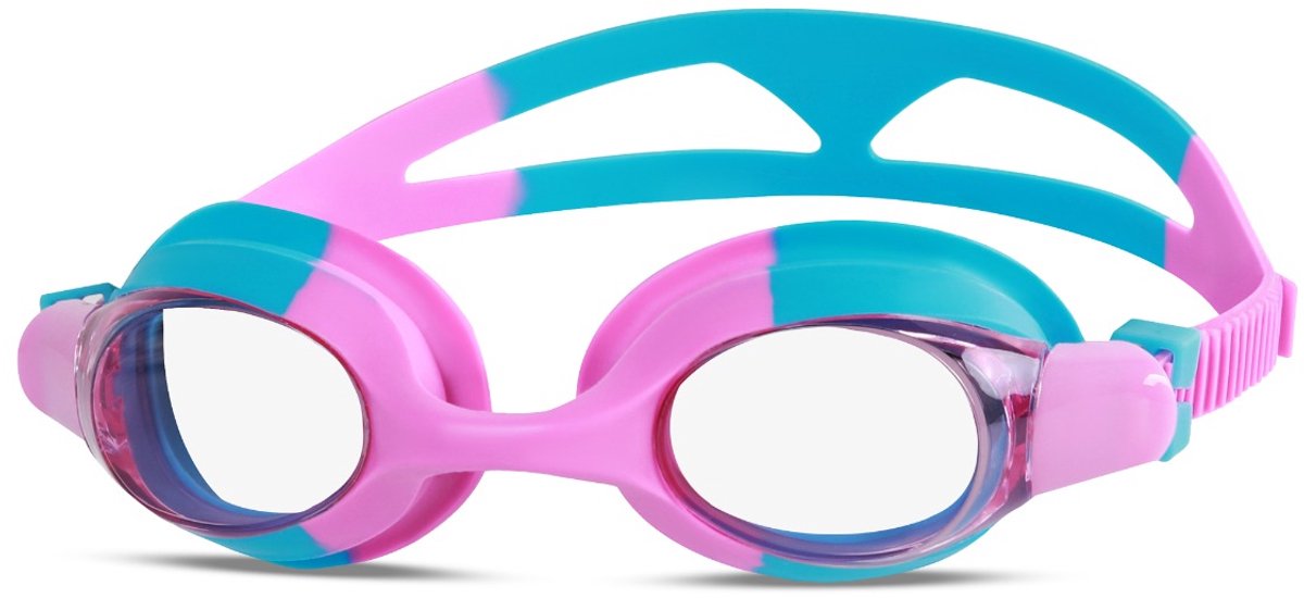 Spokey OLI Zwembril - Turquoise / Roze - Anti-fog - UV-bescherming - Siliconen afdichting - Verstelbare siliconen band - Inclusief beschermetui