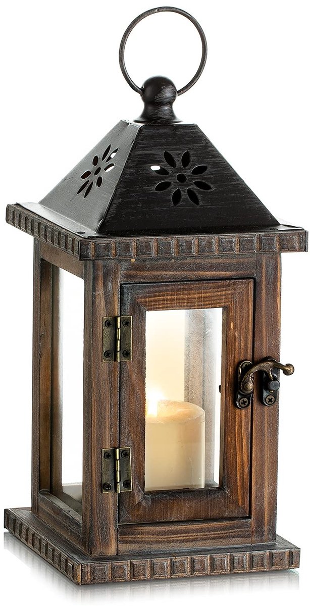 ONF3 - Romadedi Houten Kaars Lantaarn - Vintage Decoratie - Rustieke Sfeer - Natuurlijk Hout - Multifunctionele Lantaarn - Perfect voor Feestdagen