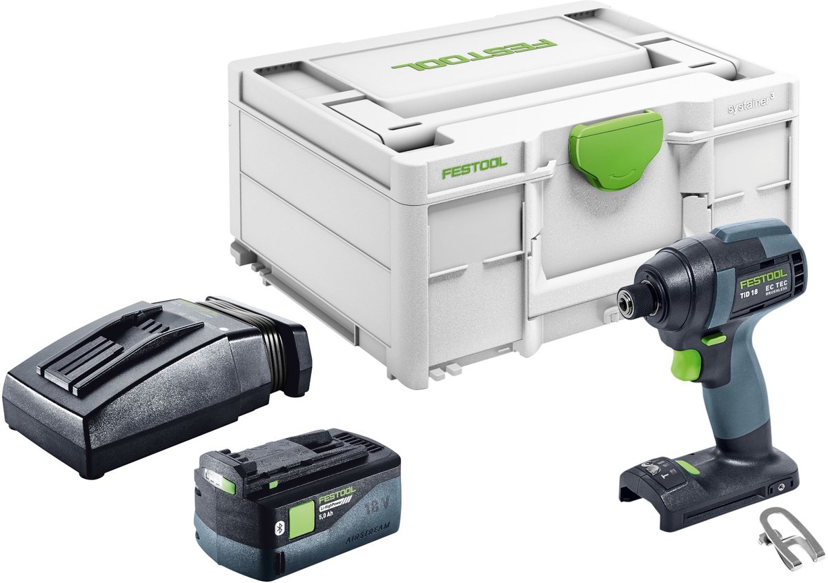 Festool TID 18-Basic accu-slagmoersleutel 18 V 180 Nm 1/4" + 1x oplaadbare accu 5,0 Ah + lader + systainer