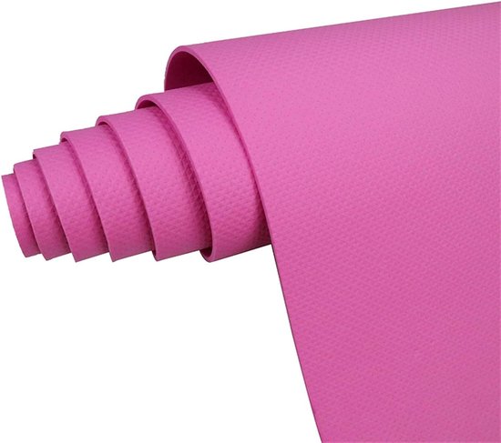 Yogamat - Fitnessmat Sportmat - Comfortabel Trainen - Antislip Dubbelzijdig - 173 x 61 cm - Roze van Yogamat — afbeelding 5
