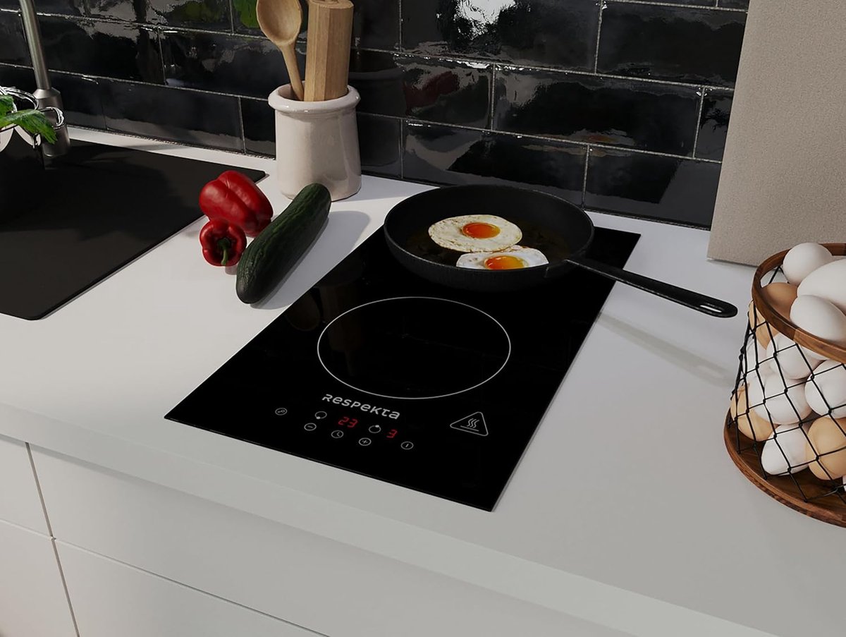 Inductiekookplaat - Inbouw kookplaat - Koken en Garen - Touch Control - 29 cm breed - Zwart