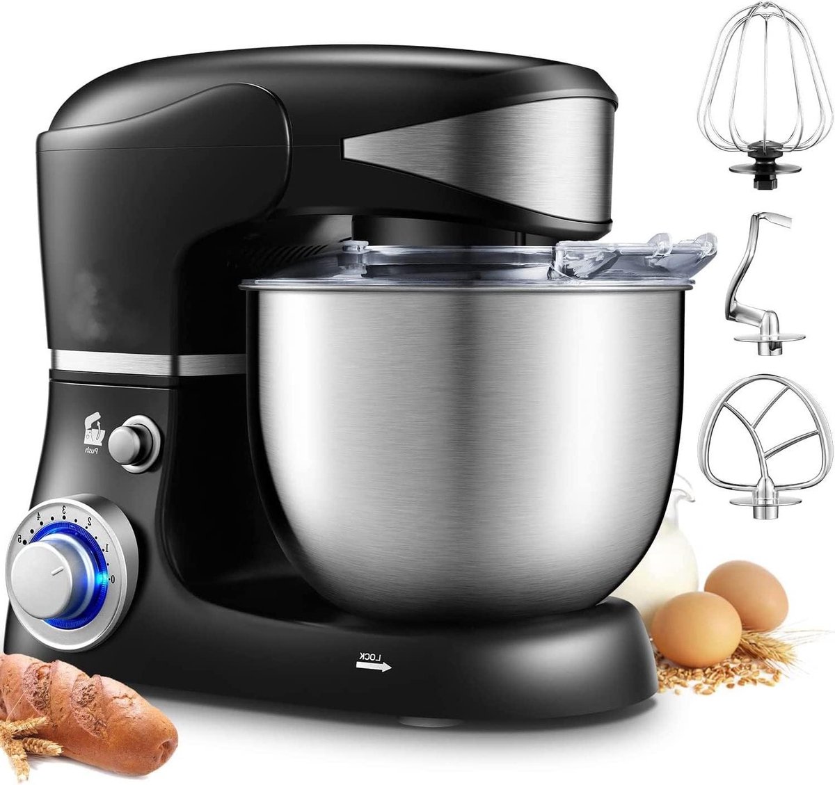 Keukenmachine - Mixer Robot - Bakken Koken - Planetair Mengsysteem - 6 Liter Kom - Zwart