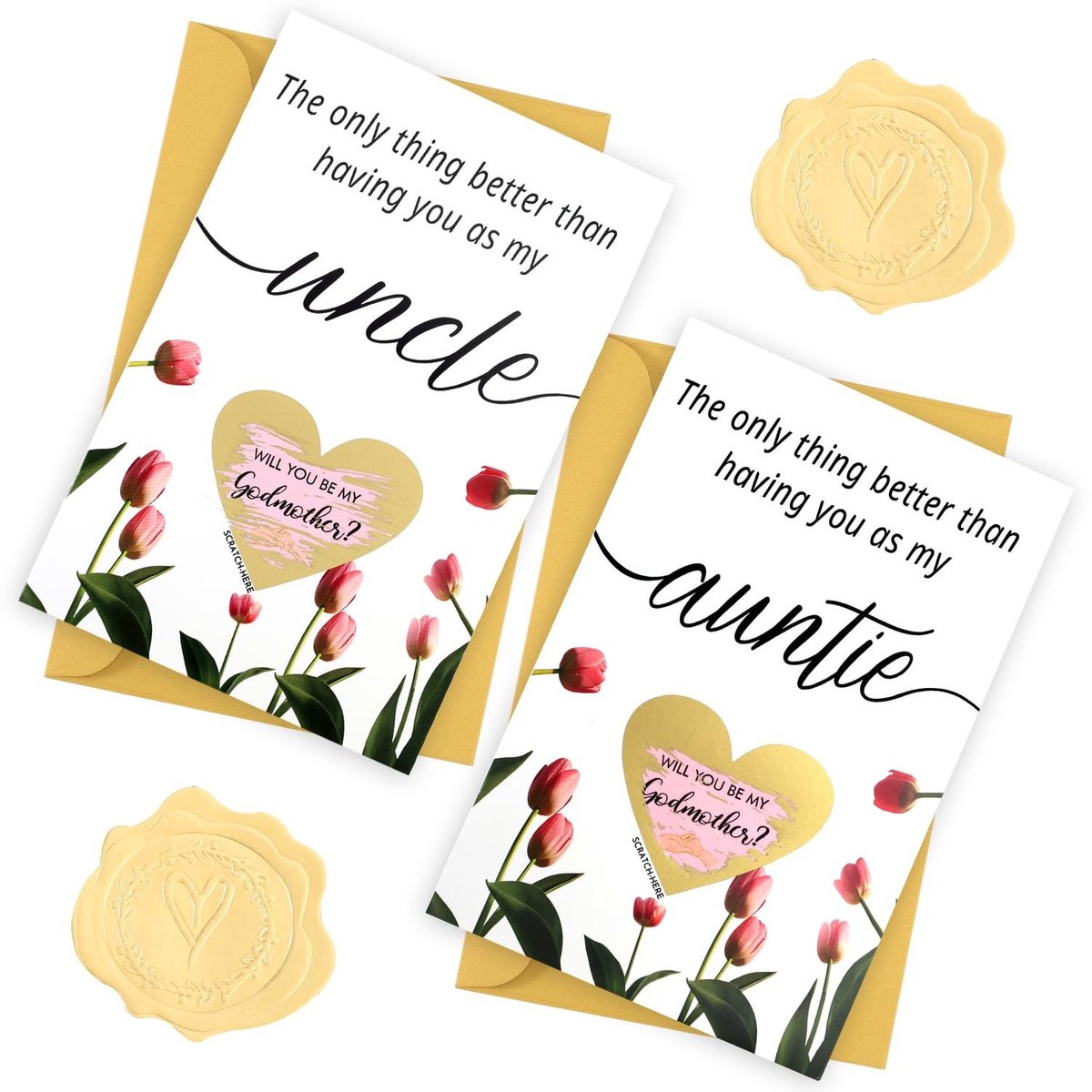 aladdien - Godparents Proposal Scratch Card Set - Creatieve Kaart - Voor Tante en Oom - Uniek - Idee - Verjaardag - Aankondiging