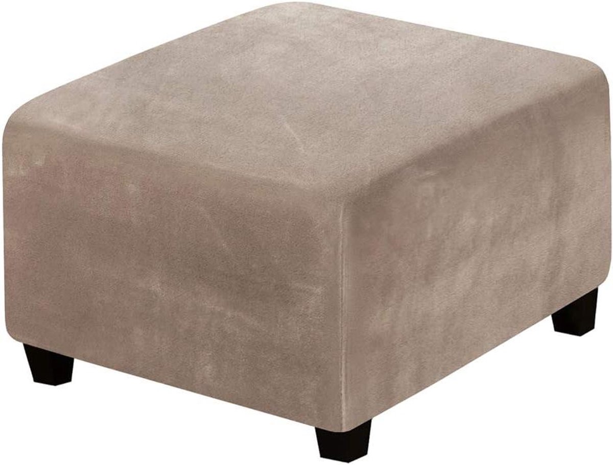 Poef Hoes - Voetenbank Overtrek - Woonkamer Decoratie - Zachte Velours Stof - 68-82cm Vierkant - Bruin