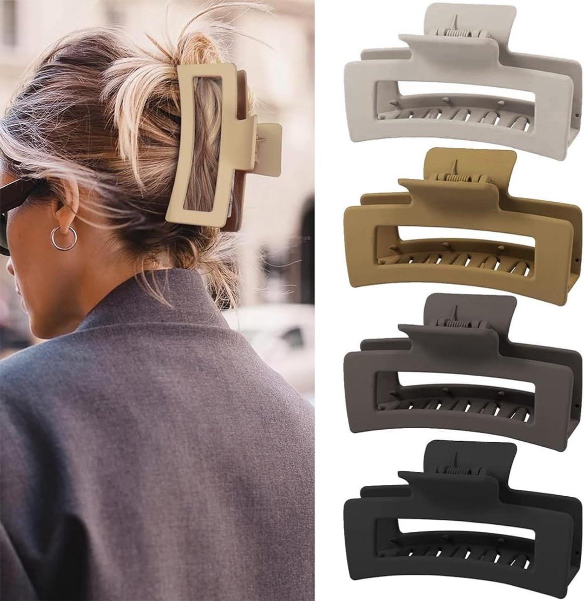 Grote Haarclips - Jumbo Klemmen - Haar Styling - Antislip Grip - 13 cm - 4 Kleuren