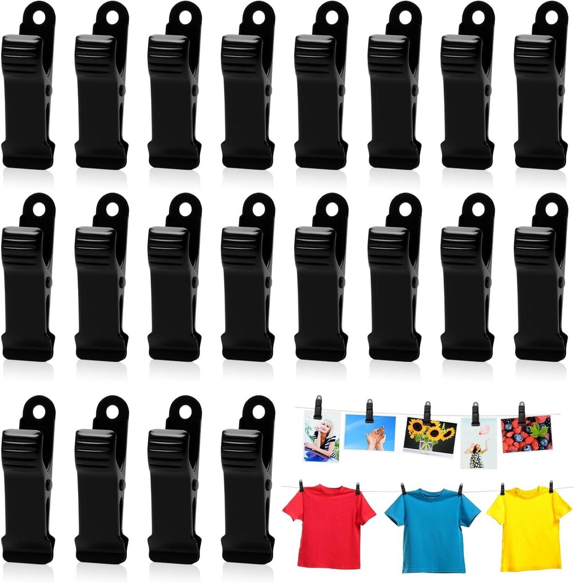 Metalen Clips - Krokodillenklemmen - Klusjes en Organisatie - Roestvrij Staal - 20 Stuks - Zwart
