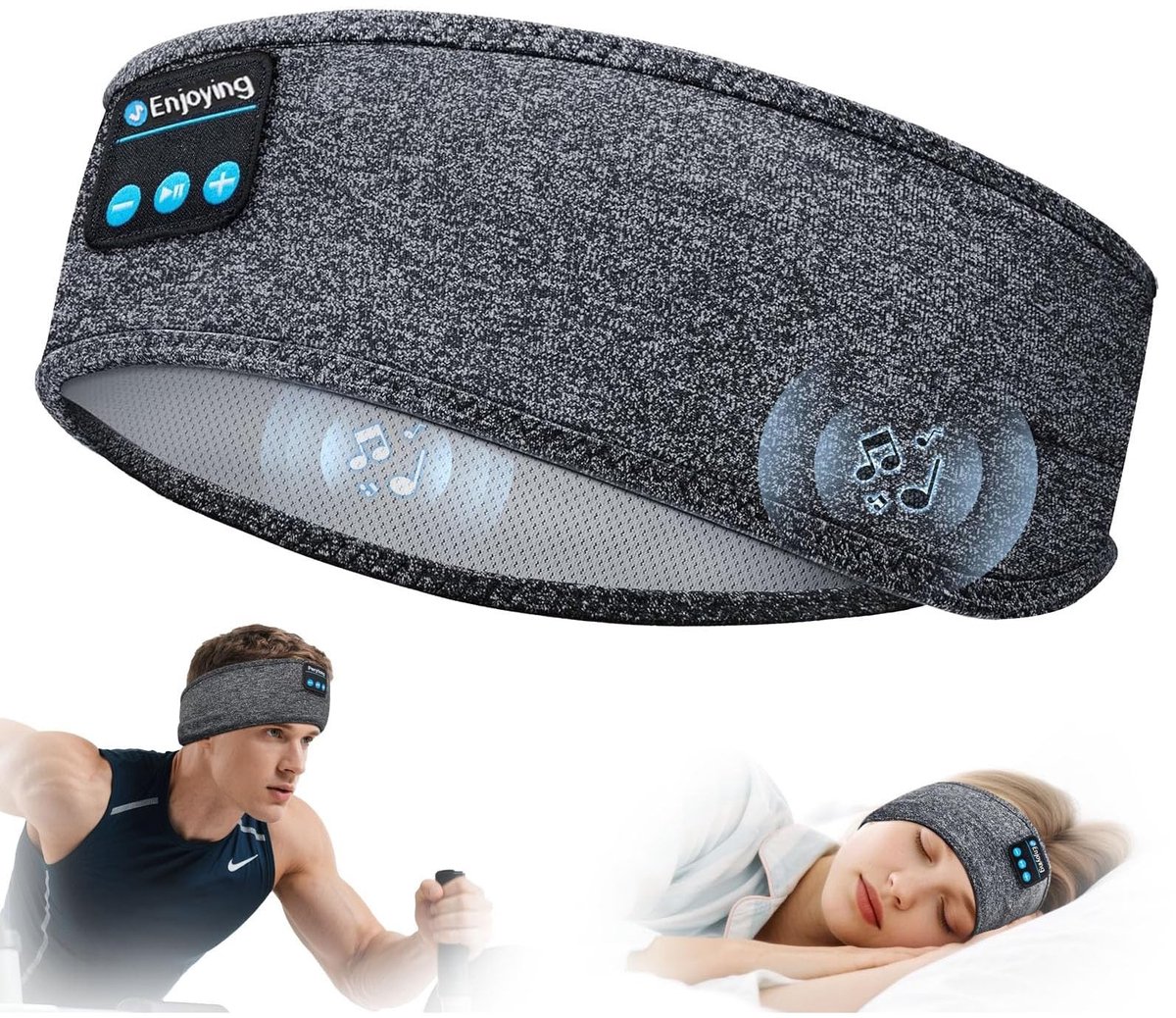 aladdien - Ultradunne Stereoluidsprekers - Sporthoofdband - Ademend materiaal - Lange batterijduur - Draadloze slaapkoptelefoon - Geschikt voor hard...