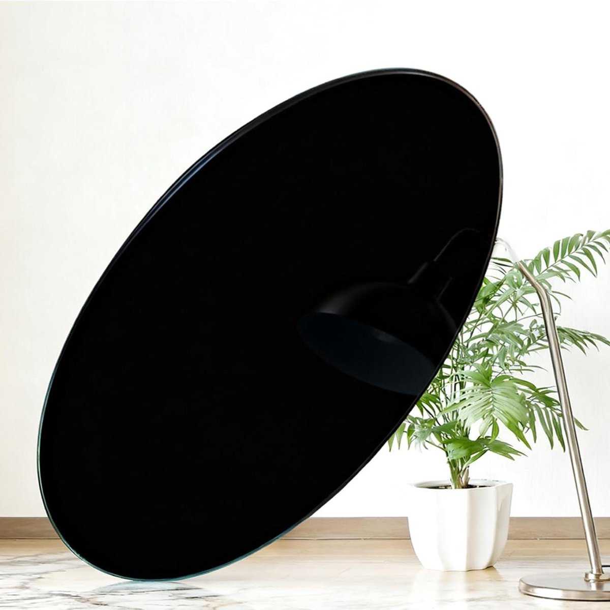 Rond tafelblad - Glasplaat - Tafel renovatie - Gehard glas - 90 cm - Zwart