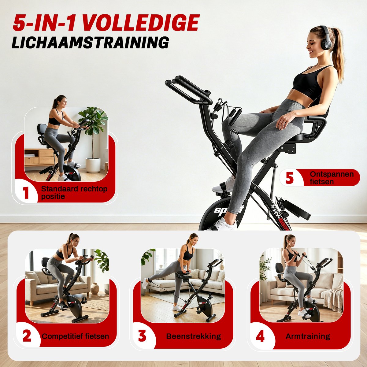 YEE GOO Hometrainer Fiets - 16 Niveaus Magnetische Weerstand - afbeelding 3