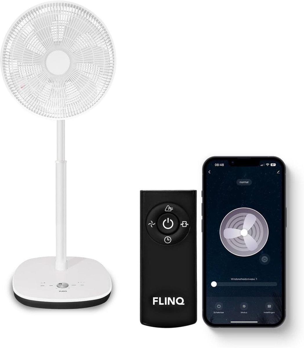 Slimme Ventilator - Staande Waaier - Comfortabele Verkoeling - 12 Snelheden - 90° Zwenkfunctie - Wit