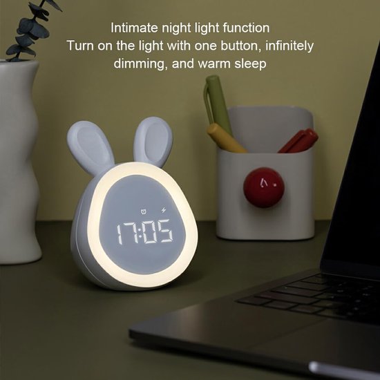 Kinderwekker Digitaal - Nachtlamp Bureau - Wakker Worden - Instelbaar Nachtlampje - 11.2 cm - Roze — afbeelding 5